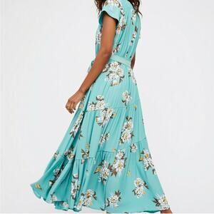 Free People AOP Floral butterfly maxi dress tiered fairy cottagecore womens sz 2